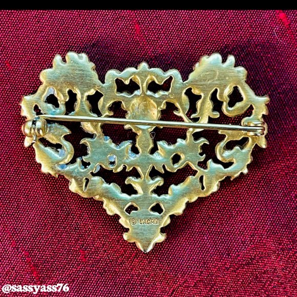 ▪️VTG▪️LA COUNTY MUSEUM OF ART▪️Gold Floral Heart Brooch Museum Reproduction - Picture 2 of 3